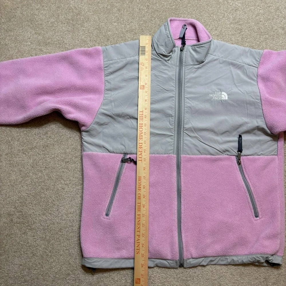 The North Face Denali Jacket Youth XL Pink‎ Gray Polartec Fleece Full Zip